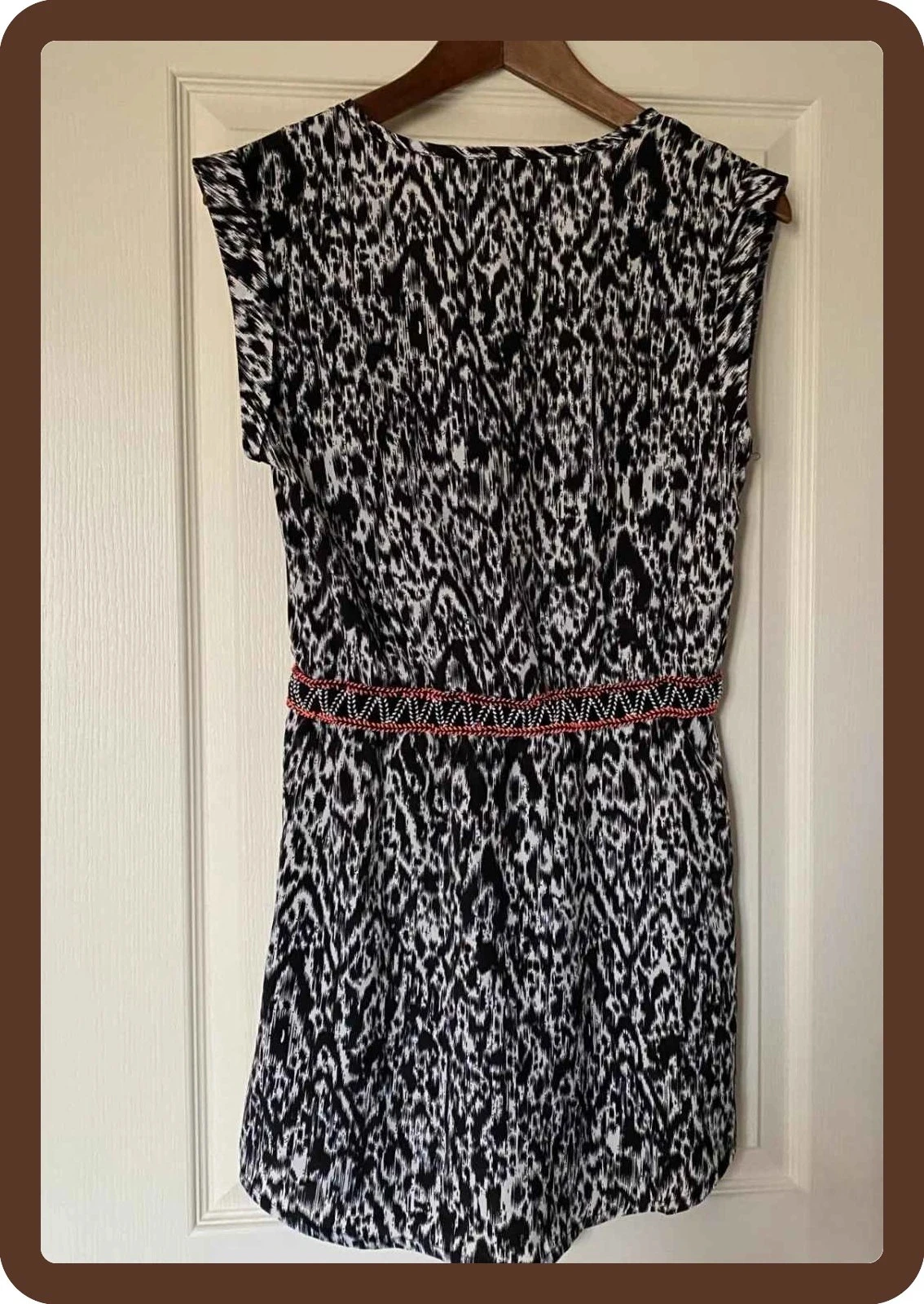 Vestido Kaporal preto e branco estampado + cinto trançado T36 – estilo boêmio chique – photo 6